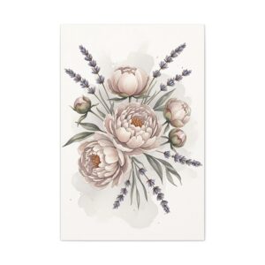 Peony & Lavender Watercolor Canvas Wall Art