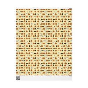 Gift Wrapping Paper Roll (Cute Halloween Theme - Pumpkins & Boo Ghost)