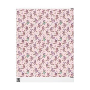 Gift Wrapping Paper Roll (Cute Halloween Theme - Pink Witches)