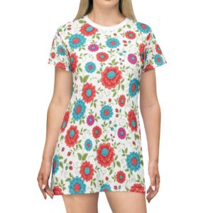 Vibrant Chintz Floral T-Shirt Dress for Women